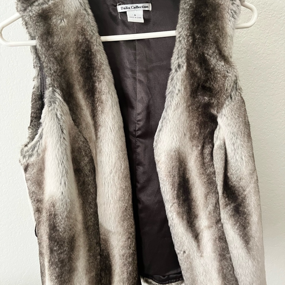 Dalia Collection Gray Fur Vest